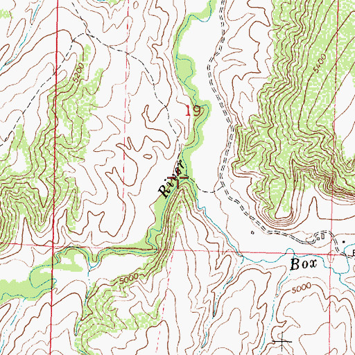 Topographic Map of Box Elder Creek, WY