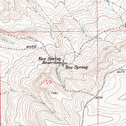 Topographic Map of Box Spring, WY