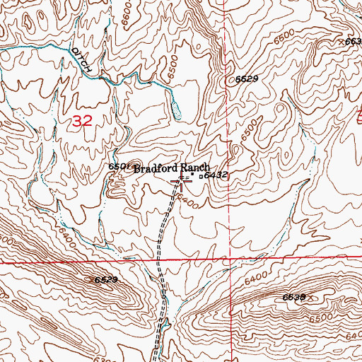 Topographic Map of Bradford Ranch, WY