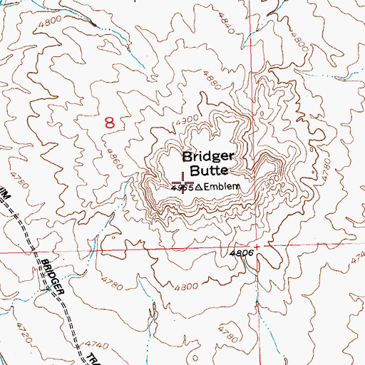Topographic Map of Bridger Butte, WY