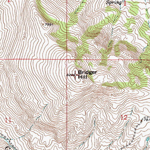 Topographic Map of Bridger Hill, WY