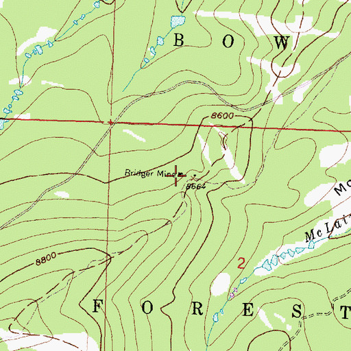 Topographic Map of Bridger Mine, WY