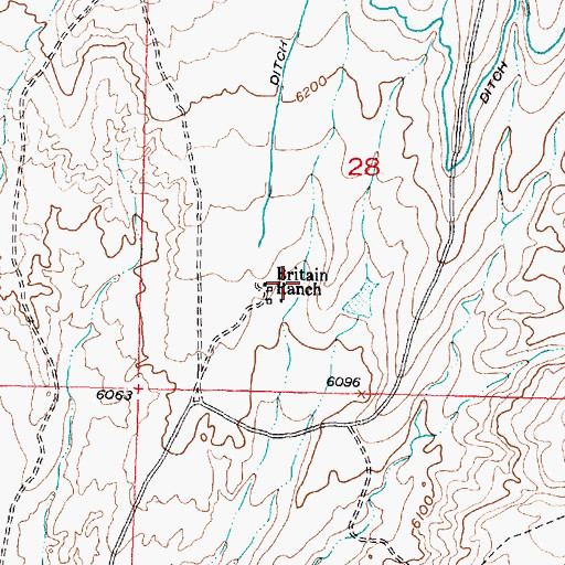 Topographic Map of Britain Ranch, WY