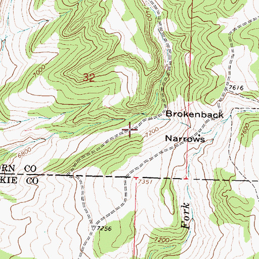 Topographic Map of Brokenback Narrows, WY