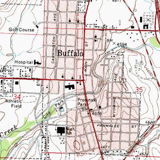 Topographic Map of Buffalo, WY