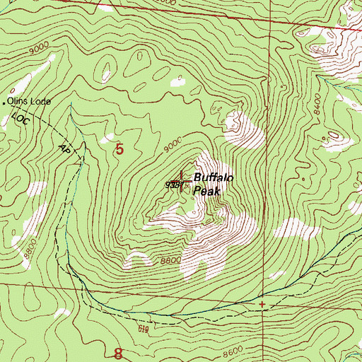 Topographic Map of Buffalo Peak, WY