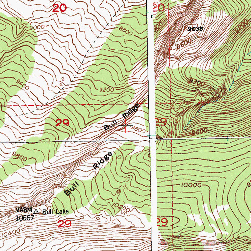 Topographic Map of Bull Ridge, WY