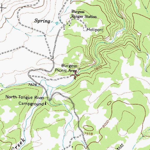 Topographic Map of Burgess Picnic Area, WY