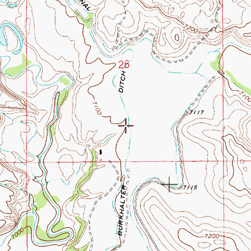 Topographic Map of Burkhalter Ditch, WY