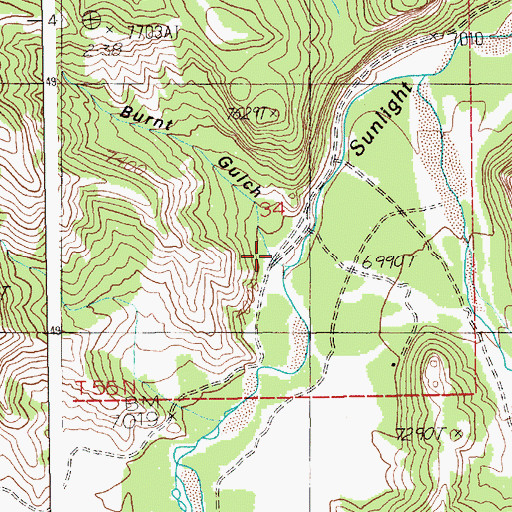 Topographic Map of Burnt Gulch, WY