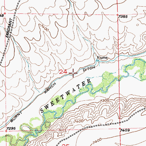 Topographic Map of Burnt Ranch Ditch, WY