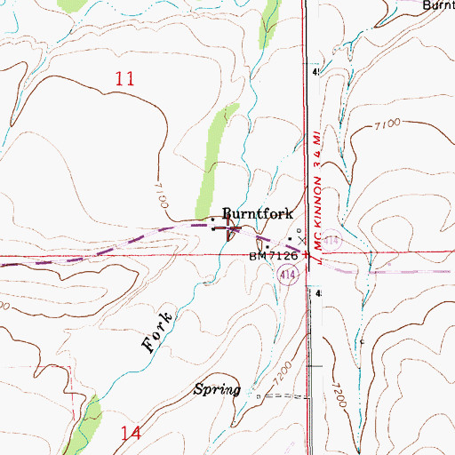 Topographic Map of Burntfork, WY