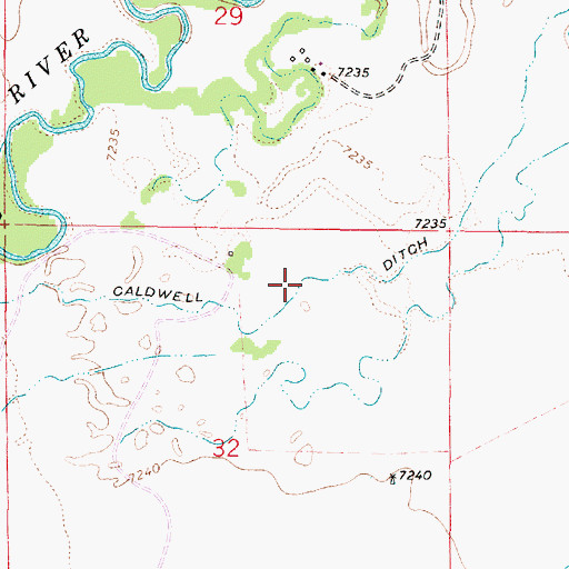Topographic Map of Caldwell Ditch, WY