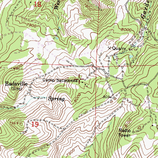 Topographic Map of Camp Sacajawea, WY