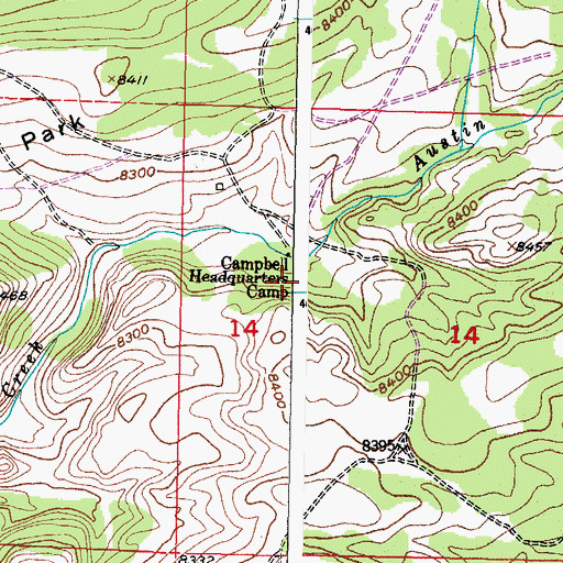 Topographic Map of Campbell Headquarters Camp, WY