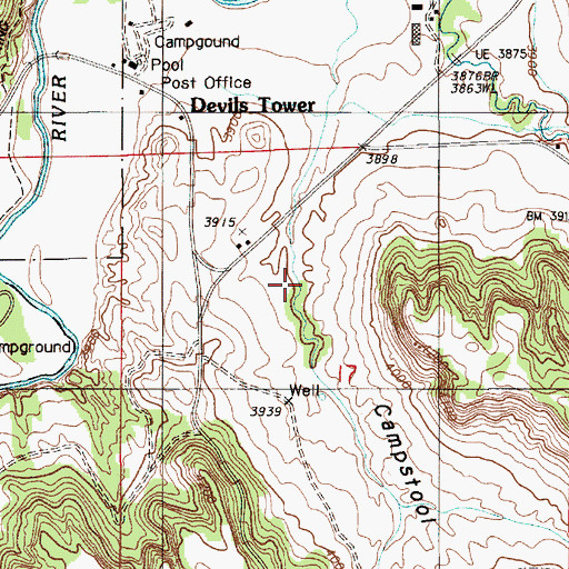 Topographic Map of Campstool Draw, WY