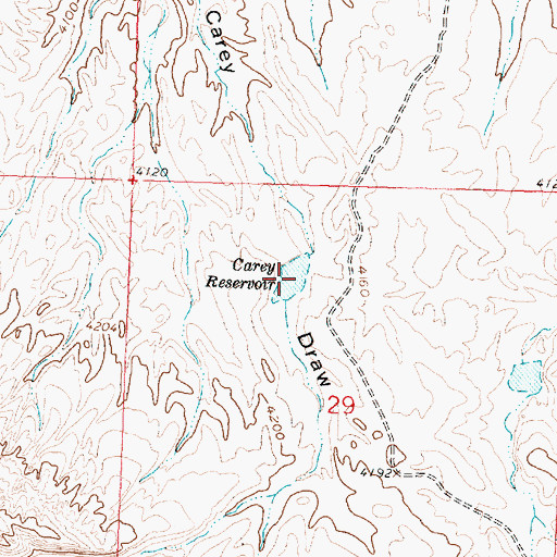 Topographic Map of Carey Reservoir, WY