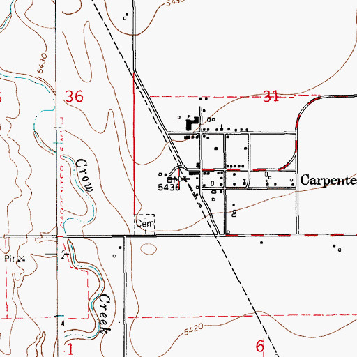 Topographic Map of Carpenter, WY