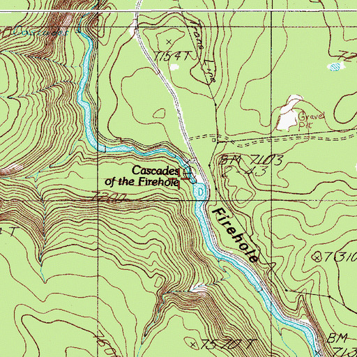 Topographic Map of Cascades of the Firehole, WY