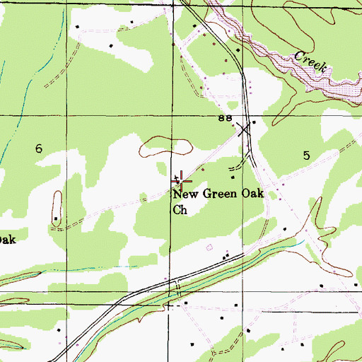 Topographic Map of New Green Oak Cemetery, AL