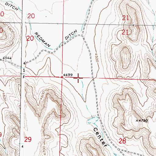 Topographic Map of Center Draw, WY