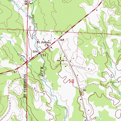 Topographic Map of Saint Johns Cemetery, AL