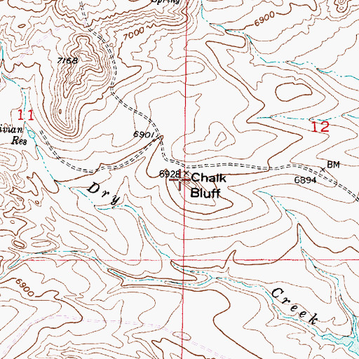 Topographic Map of Chalk Bluff, WY