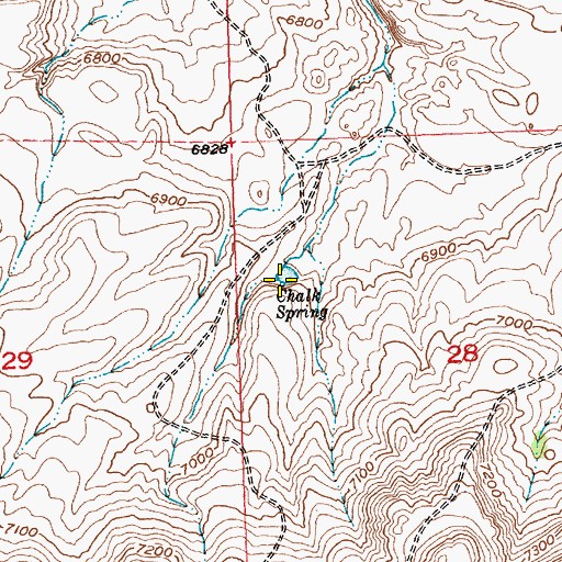 Topographic Map of Chalk Spring, WY