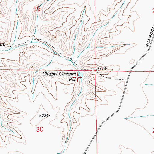 Topographic Map of Chapel Canyon Pit, WY