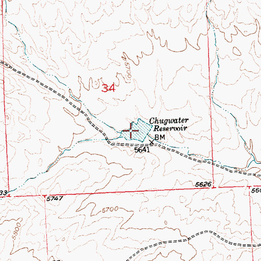 Topographic Map of Chugwater Reservoir, WY