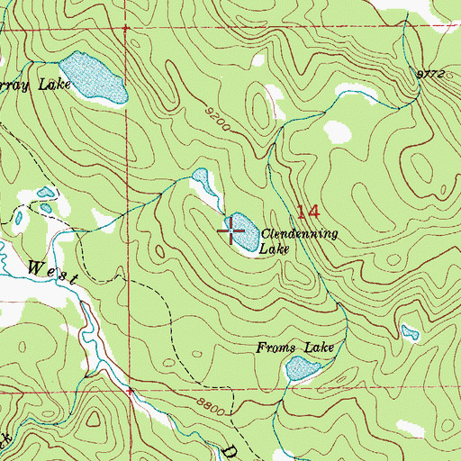 Topographic Map of Clendenning Lake, WY