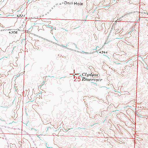 Topographic Map of Clydeos Reservoir, WY