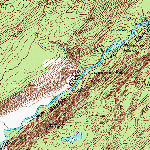 Topographic Map of Colonnade Falls, WY