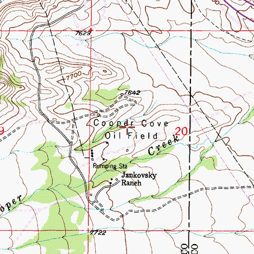 Topographic Map of Cooper Cove Oil Field, WY