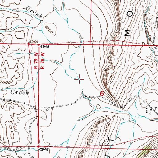 Topographic Map of Cottonwood Creek, WY