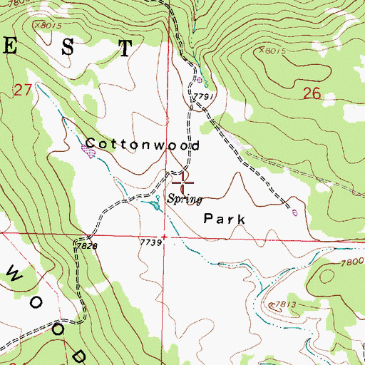 Topographic Map of Cottonwood Park, WY