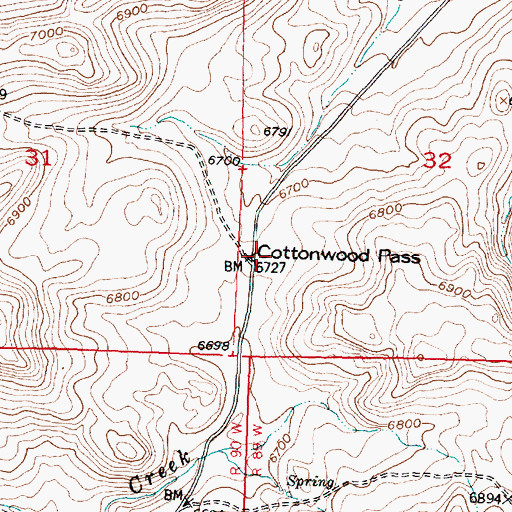 Topographic Map of Cottonwood Pass, WY