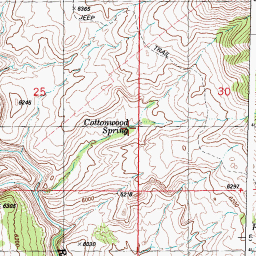 Topographic Map of Cottonwood Spring, WY