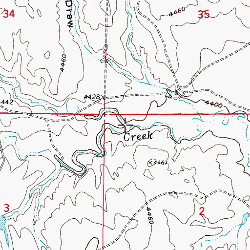 Topographic Map of Cow Creek, WY
