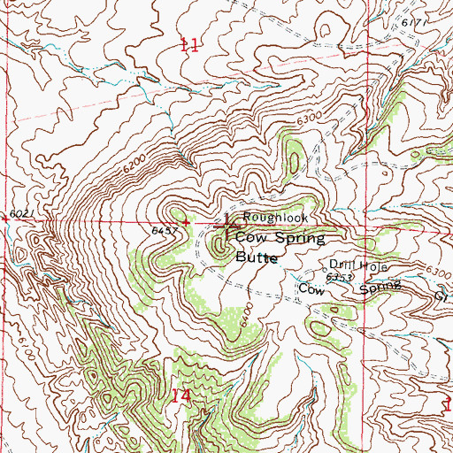 Topographic Map of Cow Spring Butte, WY