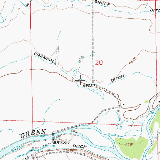 Topographic Map of Crandall Ditch, WY