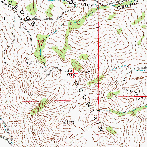 Topographic Map of Cretaceous Mountain, WY