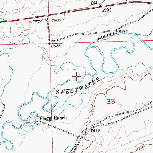 Topographic Map of Crooked Creek, WY
