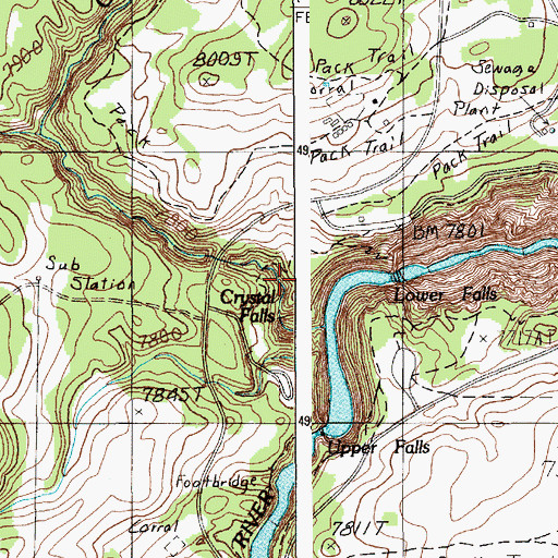 Topographic Map of Crystal Falls, WY