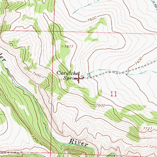 Topographic Map of Curutchet Spring, WY