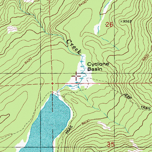 Topographic Map of Cyclone Basin, WY