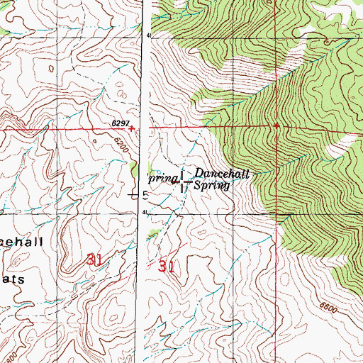 Topographic Map of Dancehall Spring, WY