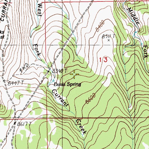 Topographic Map of Davis Spring, WY