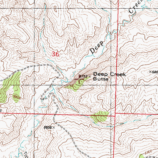 Topographic Map of Deep Creek Butte, WY