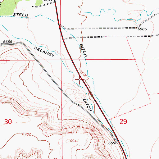 Topographic Map of Delaney Ditch, WY